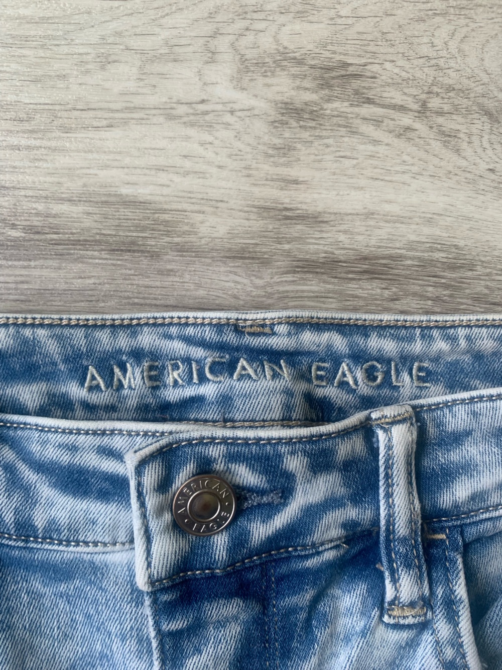 American Eagle SUPER HI RISE JEGGING CROP NEXT LEVEL STRETCH Blue Distressed - Picture 4 of 11